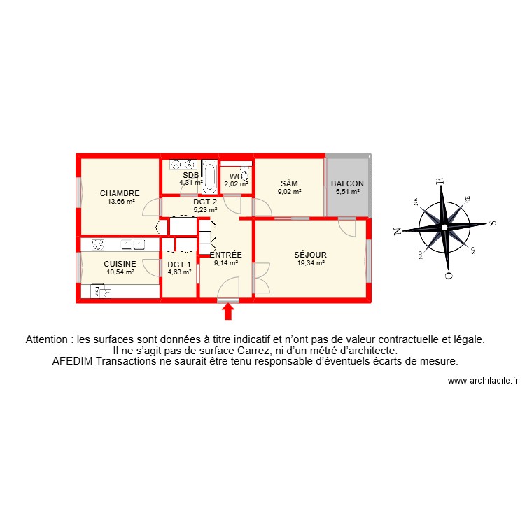 BI 29204. Plan de 13 pièces et 107 m2
