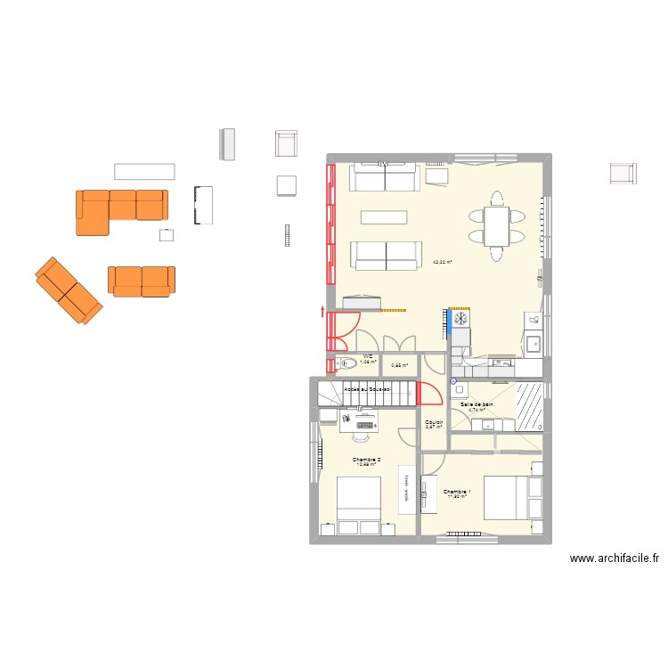Notre maison - Projet Rénov 2 - Plain-Pied. Plan de 14 pièces et 158 m2