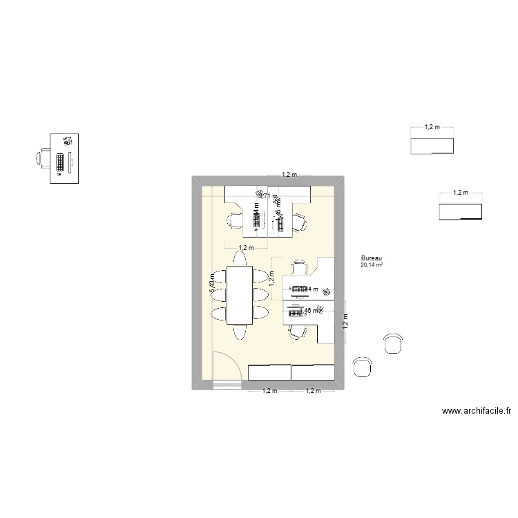 bureau toremilla. Plan de 1 pièce et 20 m2