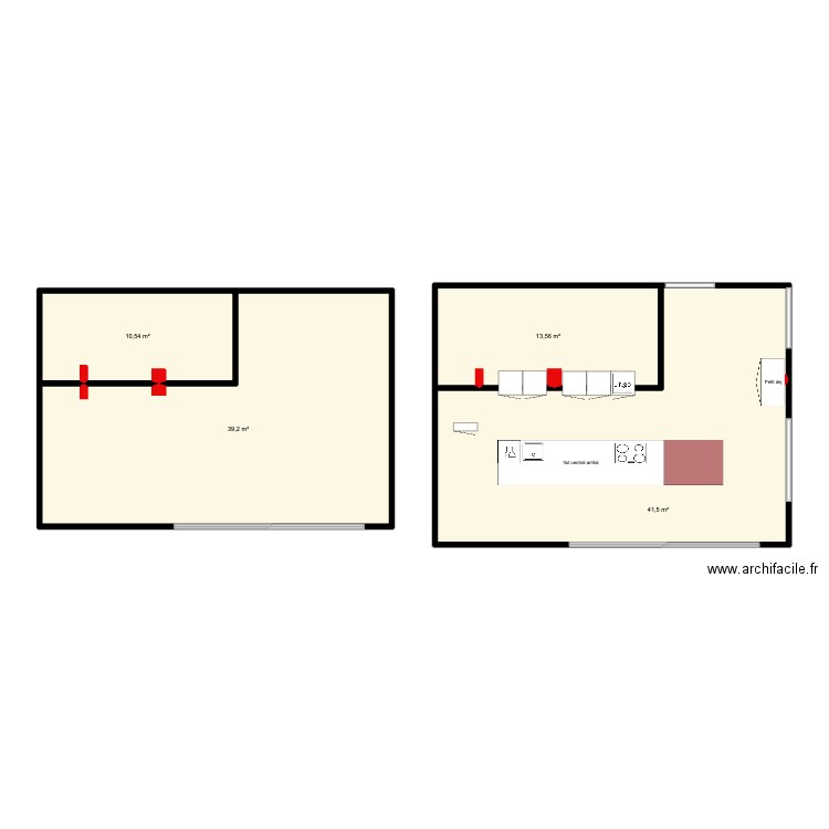Cuisine Orée 2.0. Plan de 4 pièces et 105 m2