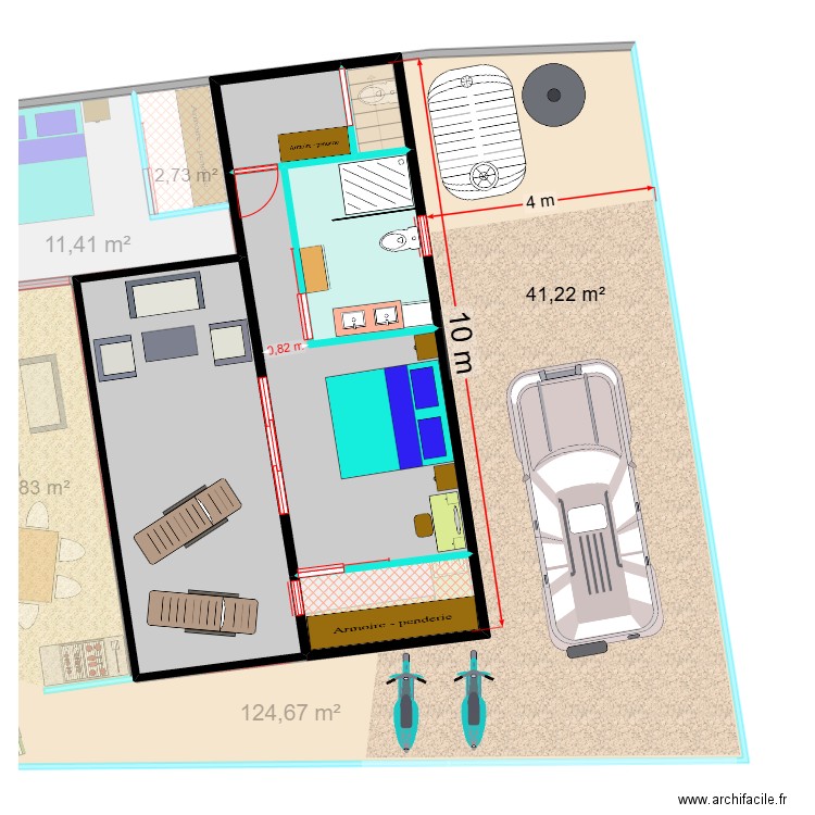 Villa R+1 V1. Plan de 12 pièces et 238 m2
