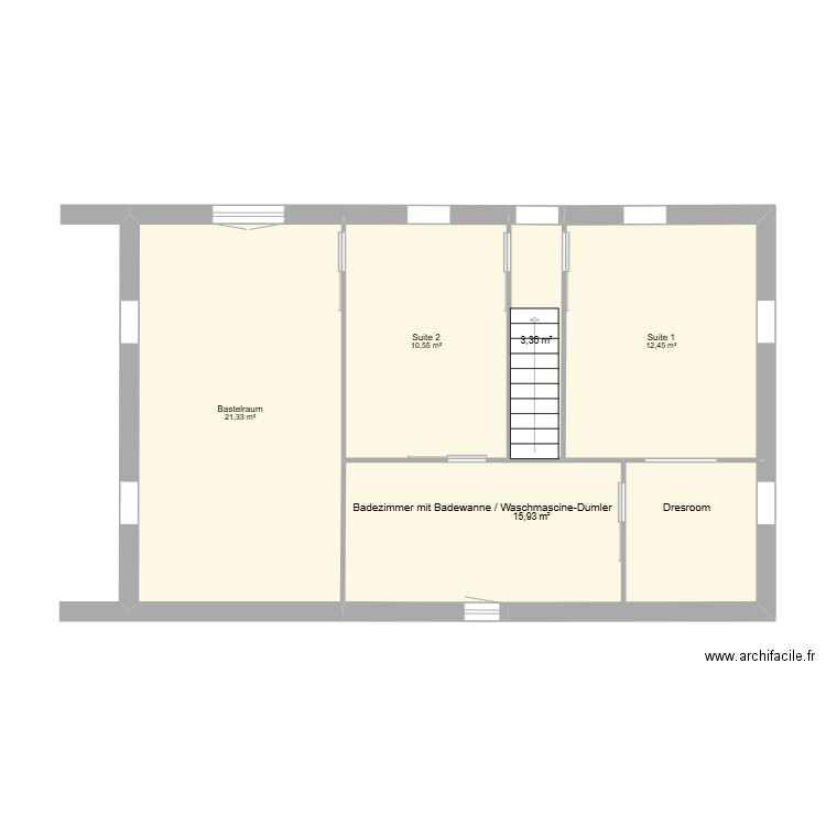 Nouvel étage sansc aménagements_et nouvelle dimentions. Plan de 5 pièces et 64 m2