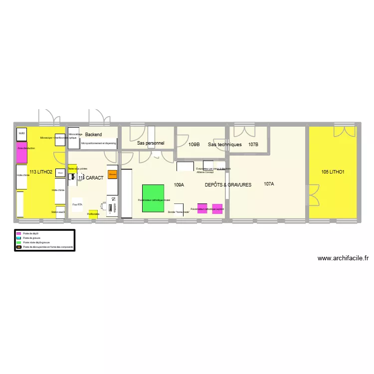 Plan salle blanche 2026 (113, 111, 109). Plan de 11 et 140 m² Plan salle blanche 2026 (113, 111, 109). Plan de 11 et 140 m²