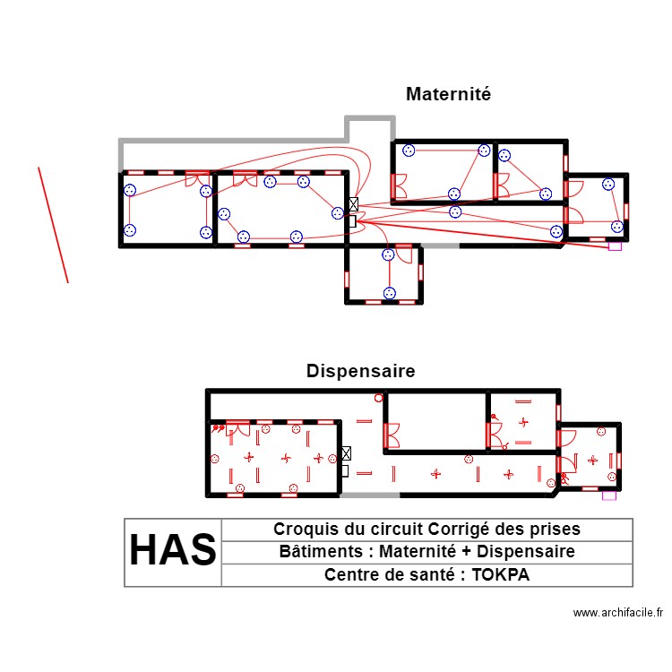 Circuit corrigé des prises CS TOKPA. Plan de 0 pièce et 0 m2