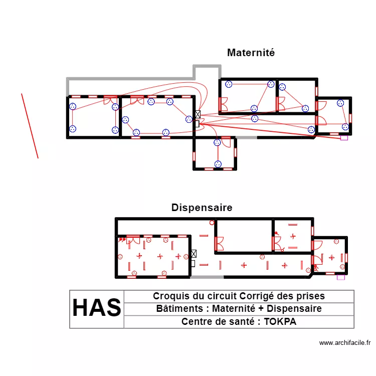 Circuit corrig&eacute; des prises CS TOKPA. Plan de 