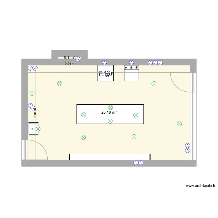 Magasin Grasiella. Plan de 2 pièces et 25 m2