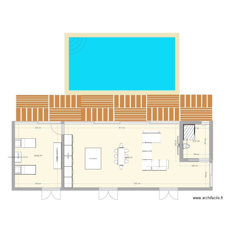 EXTENTION. Plan de 3 pièces et 68 m2