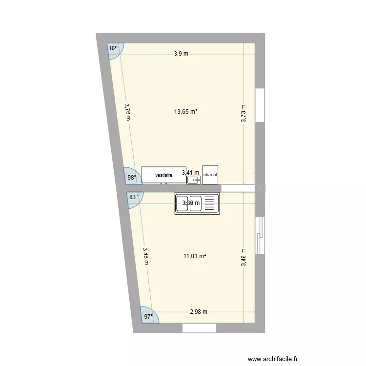 plan labo laurie deux. Plan de 2  et 25 m²