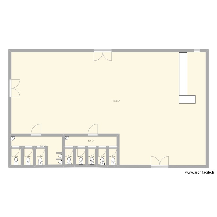 salle du restaurant. Plan de 11 pièces et 219 m2
