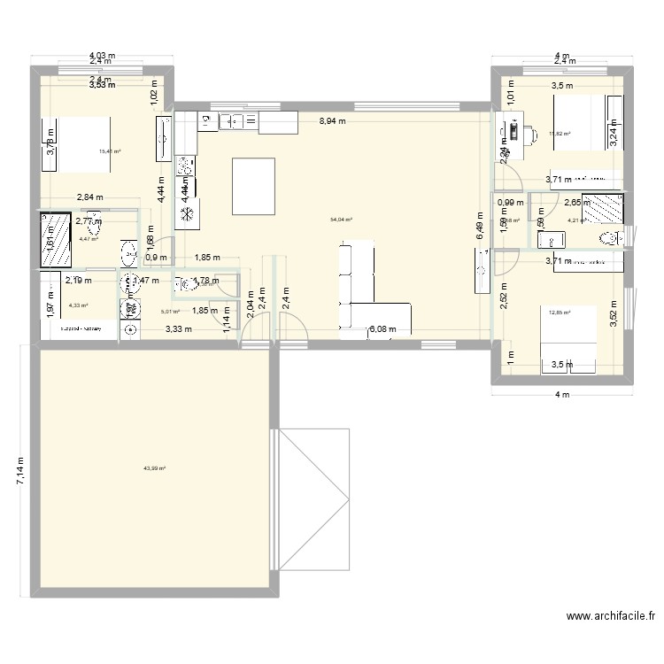 Beaufort. Plan de 11 pièces et 159 m2
