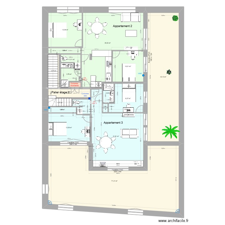 Pasteur Etage 1 d9. Plan de 19 pièces et 251 m2