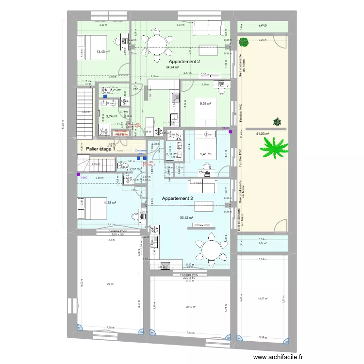 Pasteur Etage 1 d9. Plan de 20 pièces et 248 m²