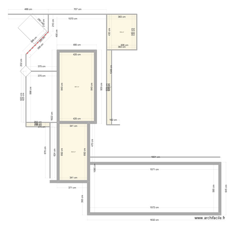 terrasse. Plan de 5 pièces et 81 m2