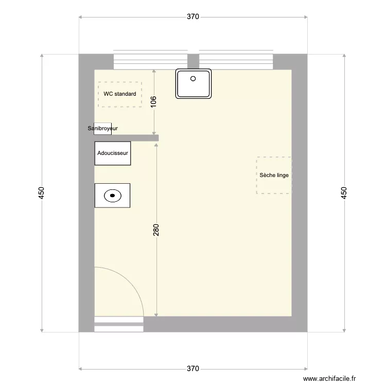 Buanderie Yosemite. Plan de 1 et 13 m² Buanderie Yosemite. Plan de 1 et 13 m²