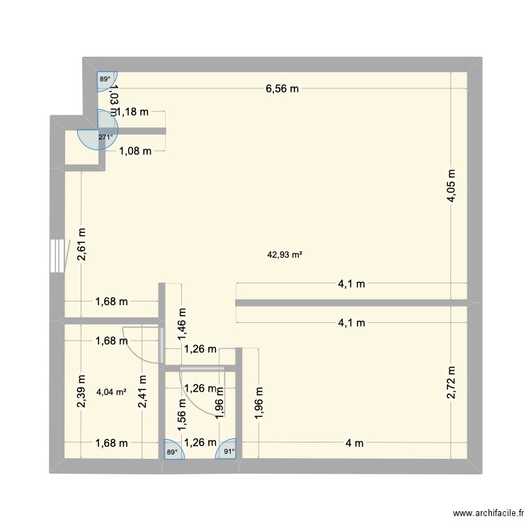 plan 1 des travaux Villenave. Plan de 2 pièces et 47 m2
