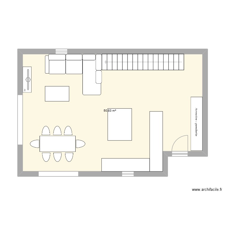 plan 3. Plan de 1 pièce et 51 m2