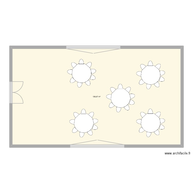 1er plan salle de reception. Plan de 1 pièce et 137 m2