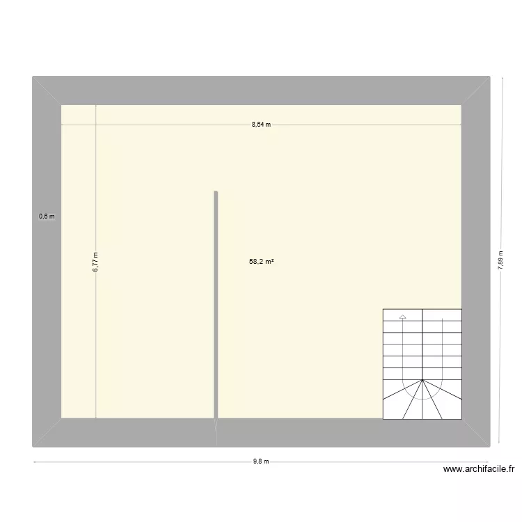 Braspart-grenier_vue plan. Plan de 1 et 58 m² Braspart-grenier_vue plan. Plan de 1 et 58 m²