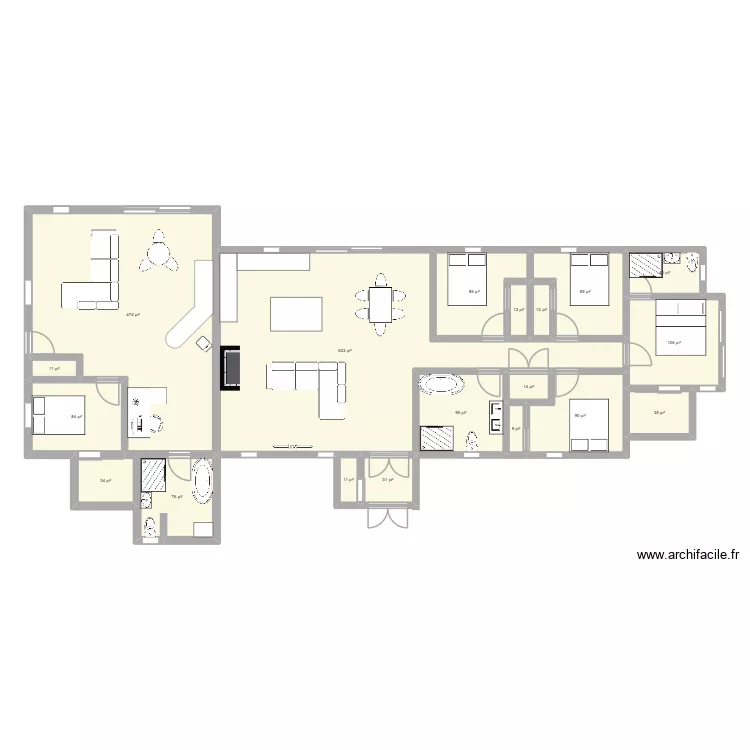 maison bi g&eacute;n&eacute;ration. Plan de 19  et 178 m²