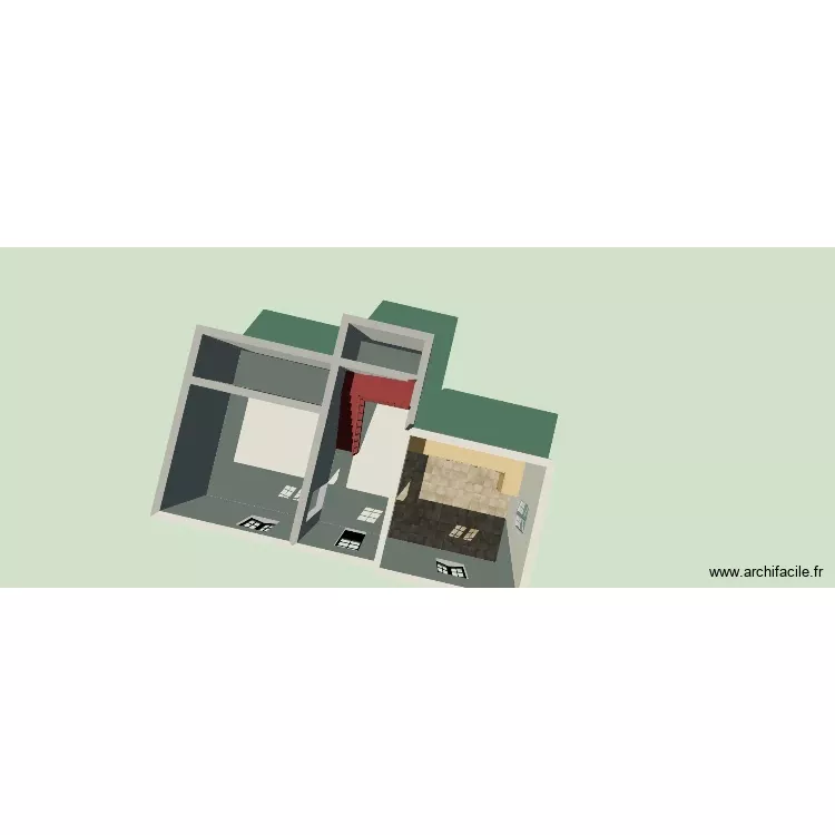 maison avant. Plan de 5 Pièces et 55 m²