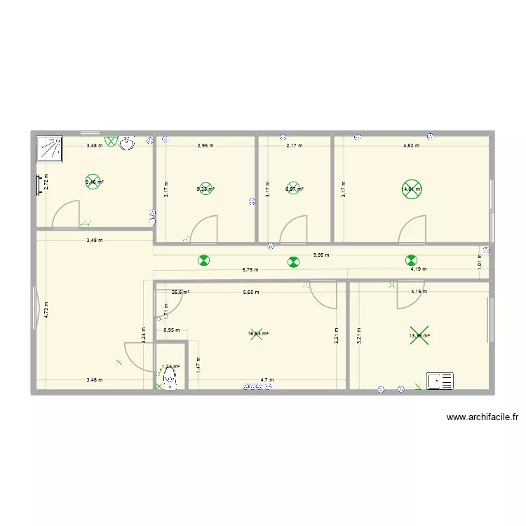 LA MAISON DE JVELEC. Plan de 8 pièces et 98 m²