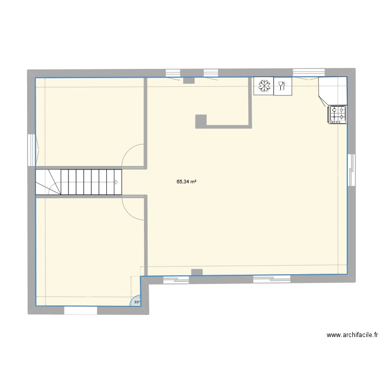 PONTEILS. Plan de 1 pièce et 65 m2