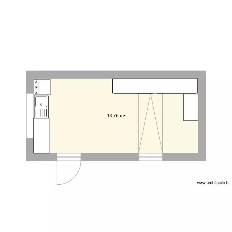 Abri Jardin Mars 23. Plan de 1  et 14 m²