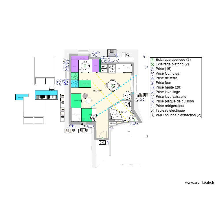 BOITE new sdb. Plan de 11 pièces et 42 m2