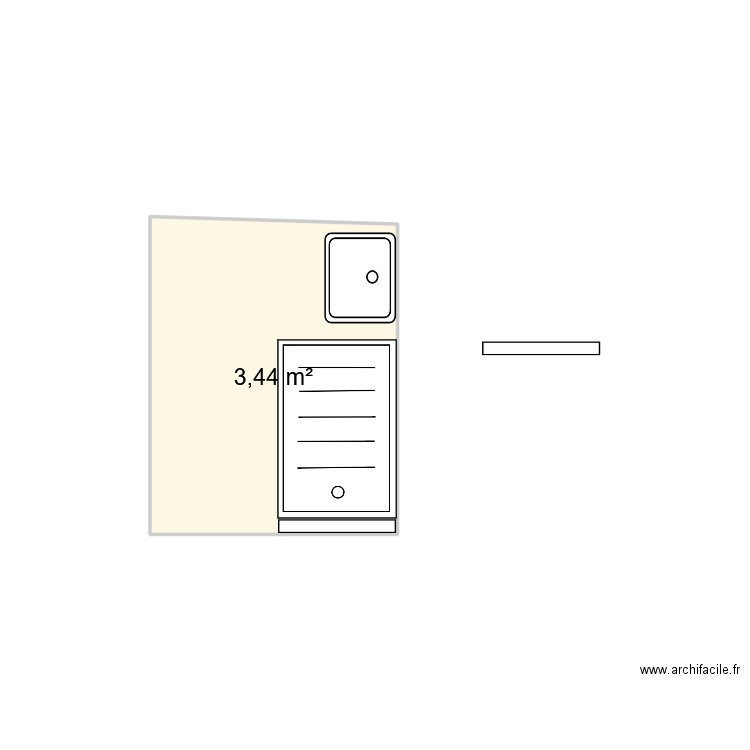 sdb. Plan de 1 pièce et 3 m2