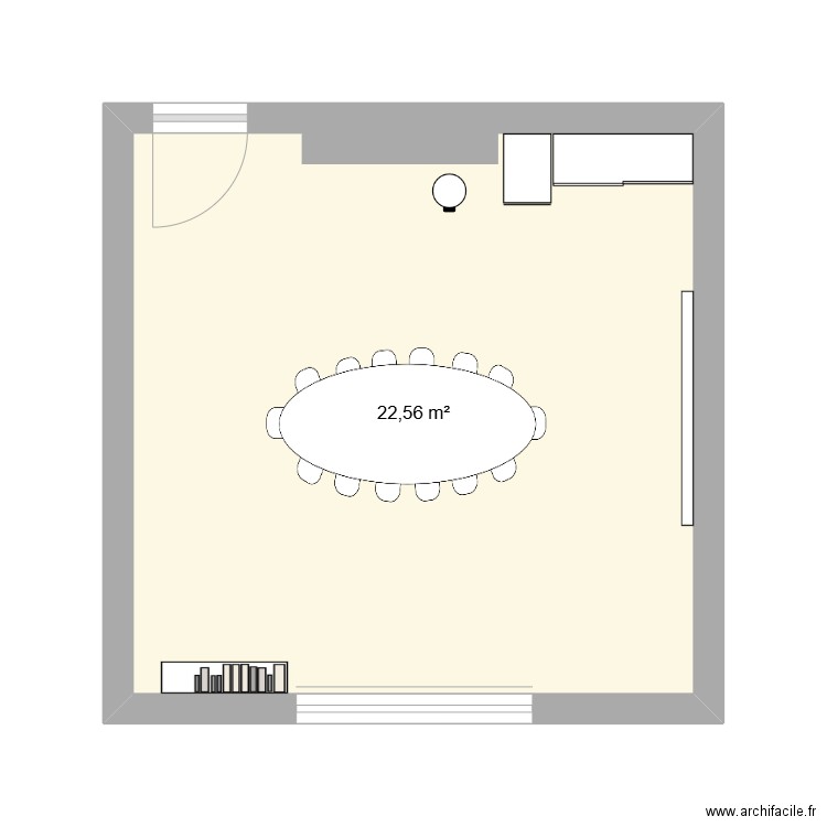 Bureau. Plan de 1 pièce et 23 m2