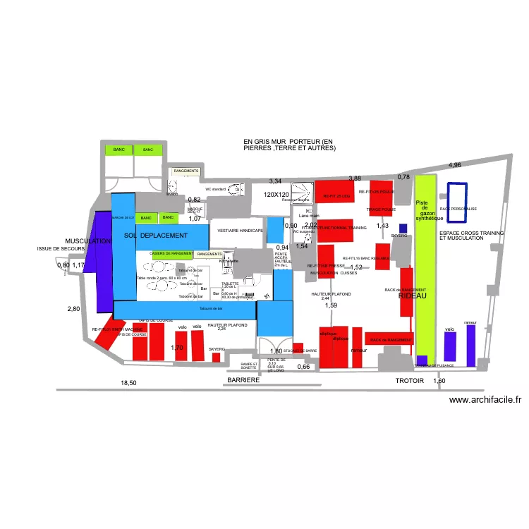 5/4 PLAN PLACEMENT DES MACHINES. Plan de 6  et 14 m²