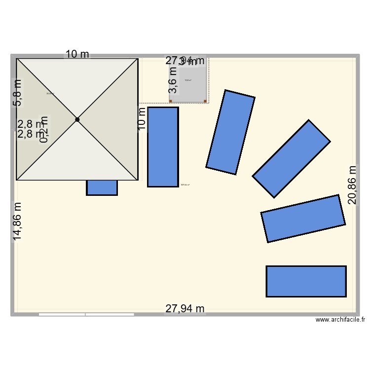 bennes 1 Abris 10X10. Plan de 3 pièces et 626 m2