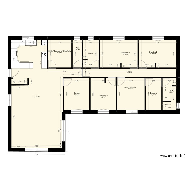 Maison_La_Plone_cuisine. Plan de 12 pièces et 144 m2