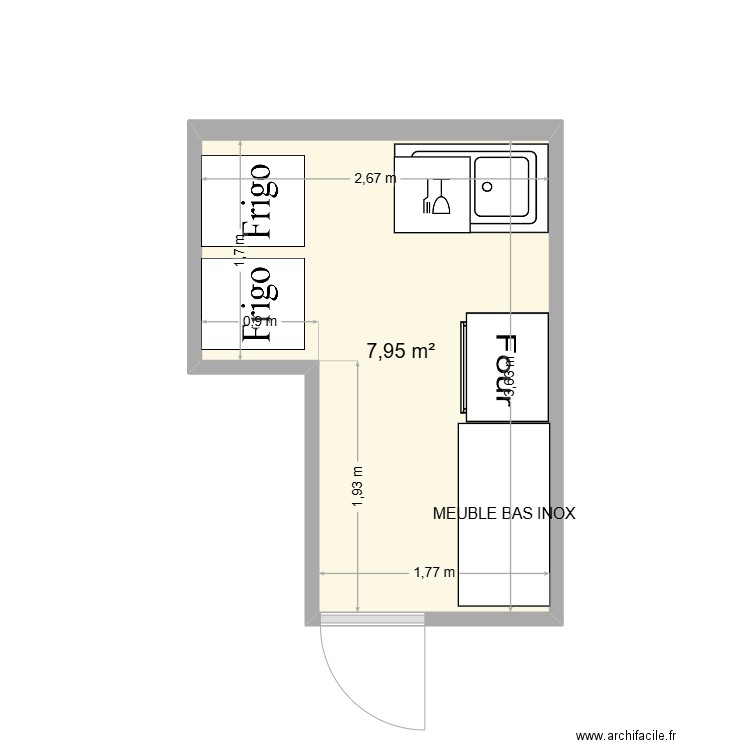 BAR LE 76. Plan de 1 pièce et 8 m2