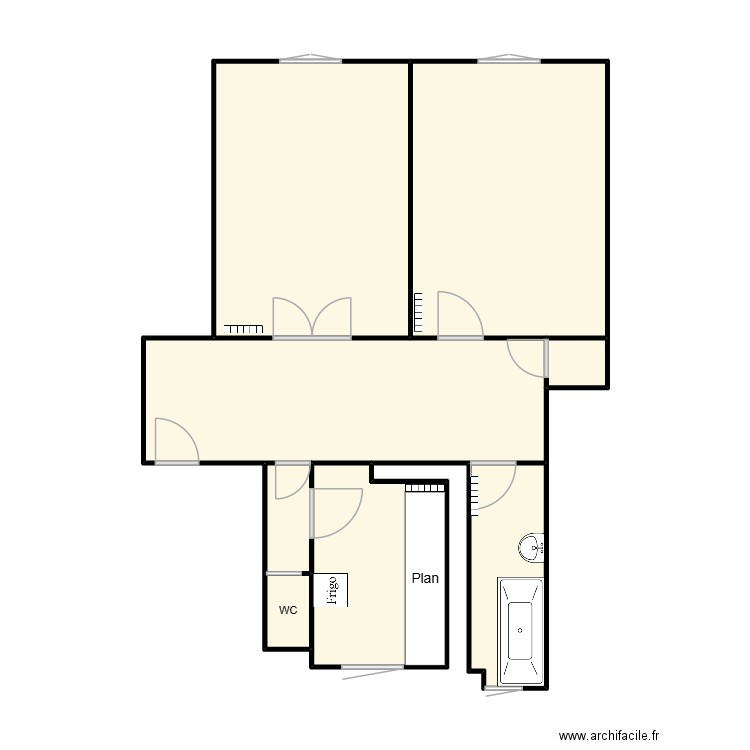PARIS18. Plan de 8 pièces et 55 m2