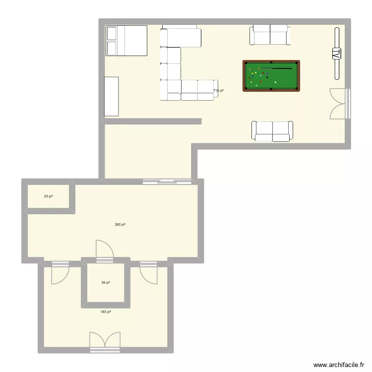ses ca. Plan de 5  et 113 m²