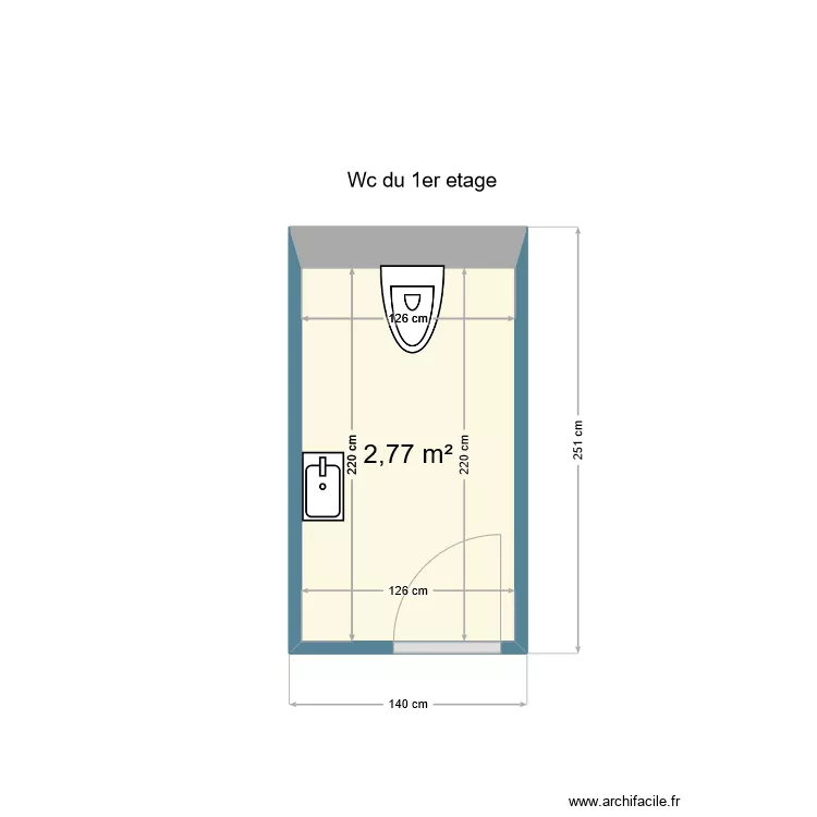 Wc du 1er etage . Plan de 