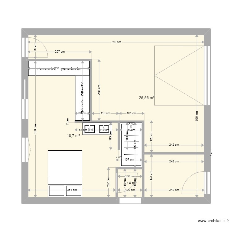 JOIGNAUX. Plan de 3 pièces et 45 m2