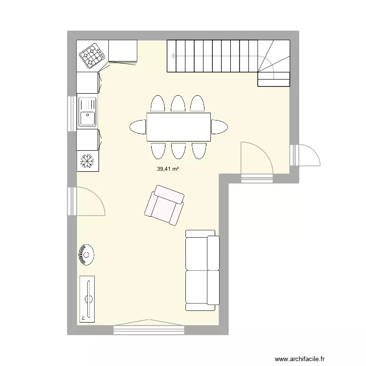 Maison rosales. Plan de 1 pièce et 39 m² Maison rosales. Plan de 1 pièce et 39 m²