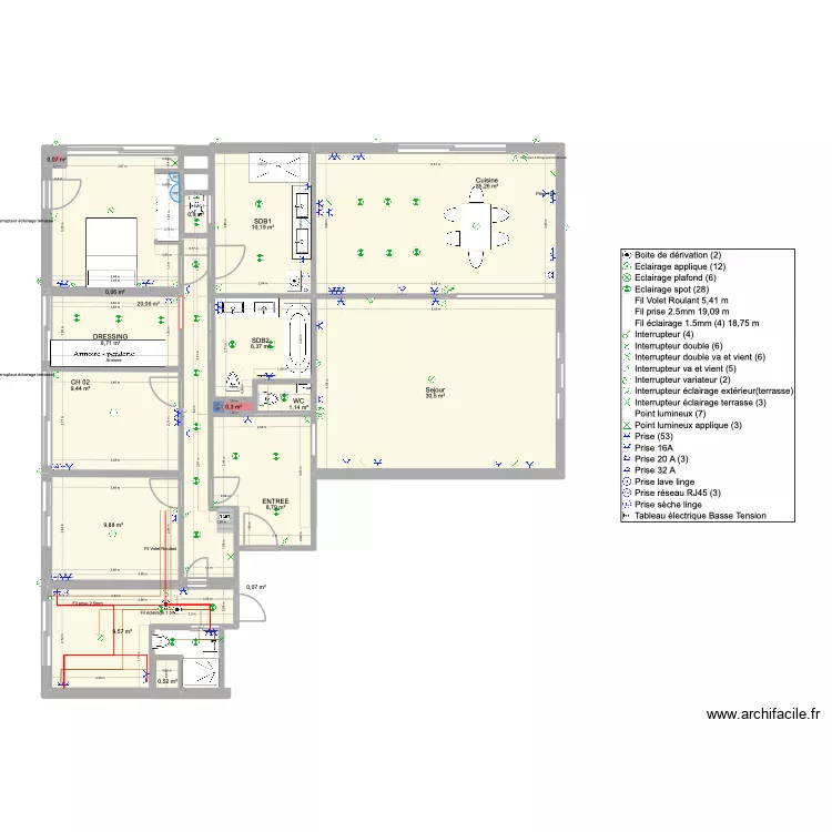 SILIO 2. Plan de 17  et 140 m²