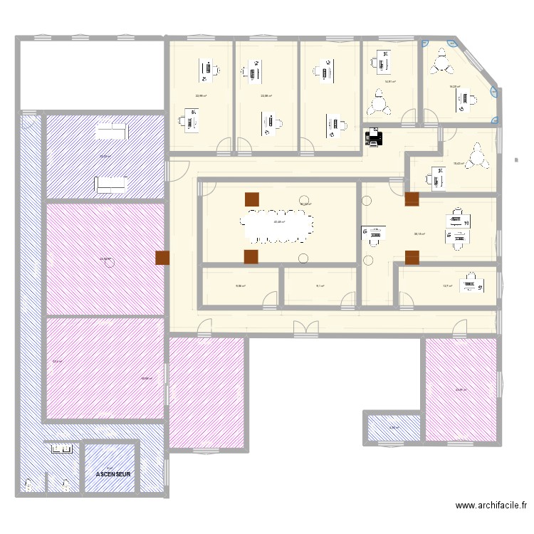 PROJET ANEF 4. Plan de 18 pièces et 501 m2