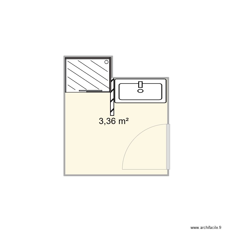 salle de douche. Plan de 1 pièce et 3 m2
