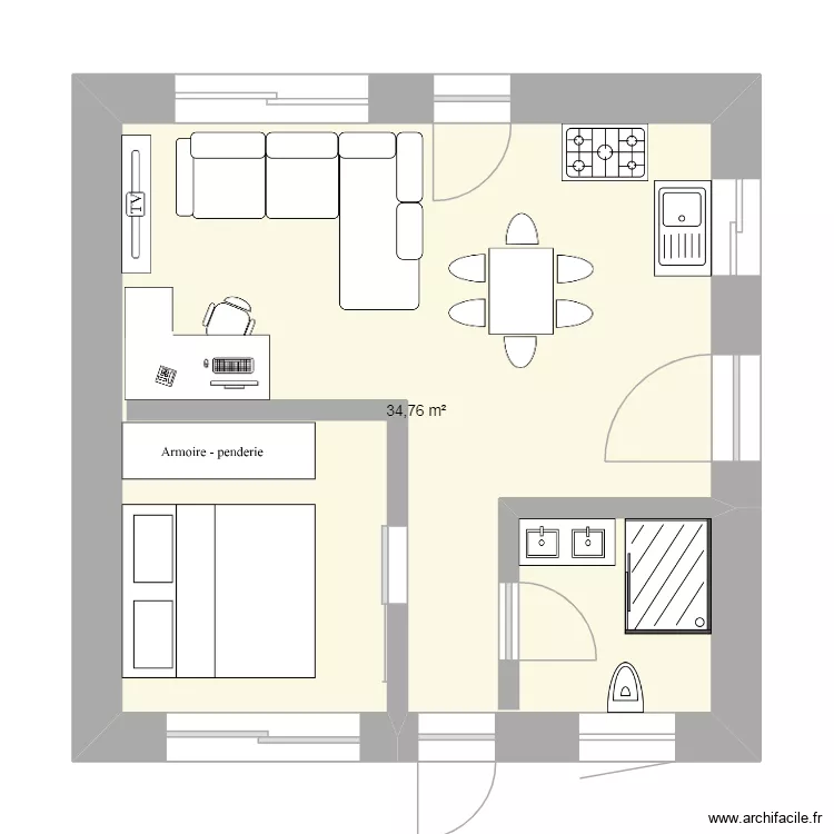 la grange. Plan de 1  et 35 m²