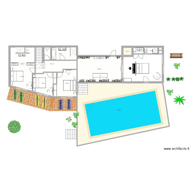 Sanary R-1. Plan de 17 pièces et 209 m2