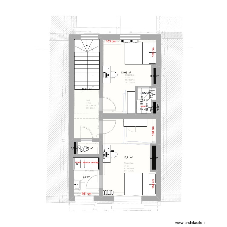 St Gilles Chee Woo 229 - 3ieme etage - 16 mai. Plan de 10 pièces et 47 m2