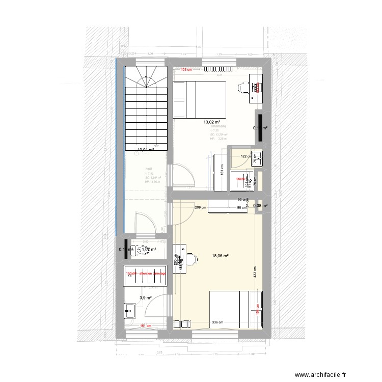 St Gilles Chee Woo 229 - 3ieme etage - 16 mai. Plan de 8 pièces et 46 m2