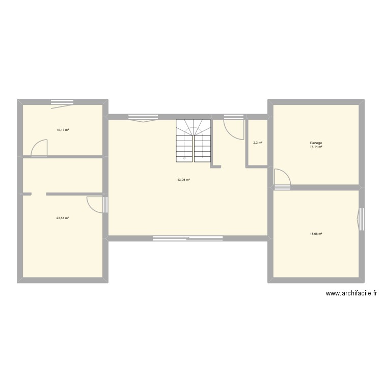 rez-de-chaussée. Plan de 6 pièces et 115 m2