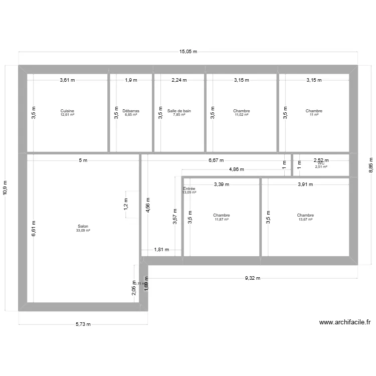 Plan sirin 2. Plan de 11  et 123 m²