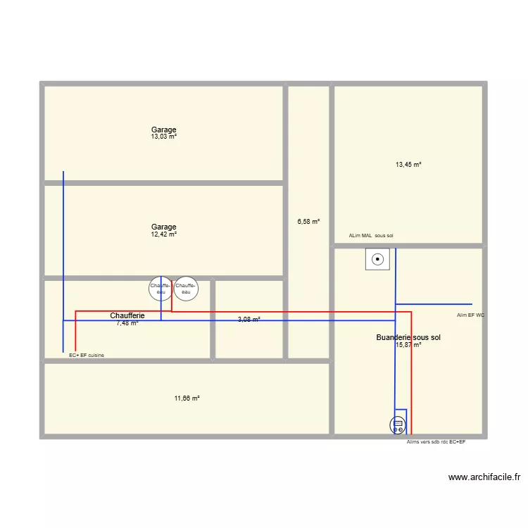 STOESSEL Michelbach SOUS SOLdistri RDC. Plan de 8 Pièces et 84 m²