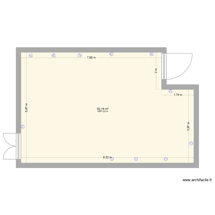 test. Plan de 1  et 52 m²